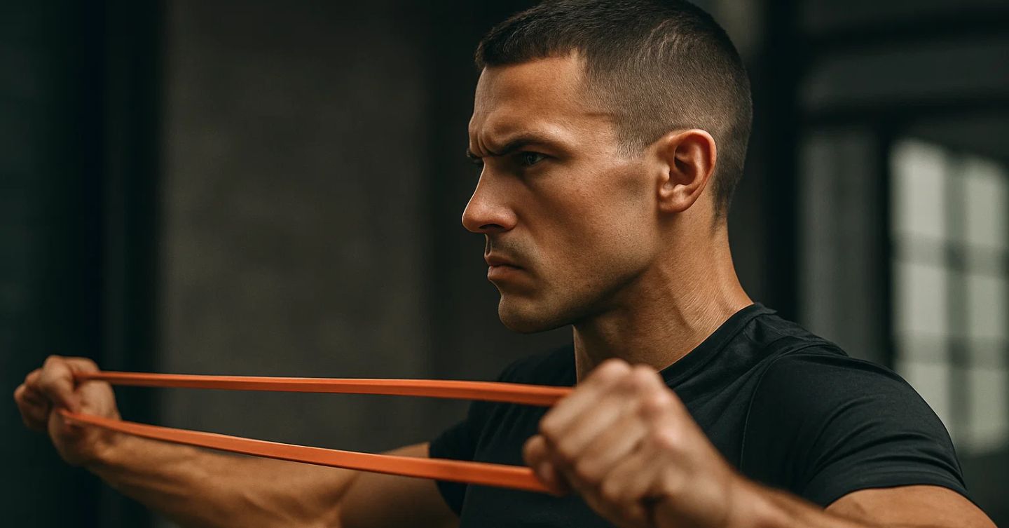 Man warming up before a chest workout